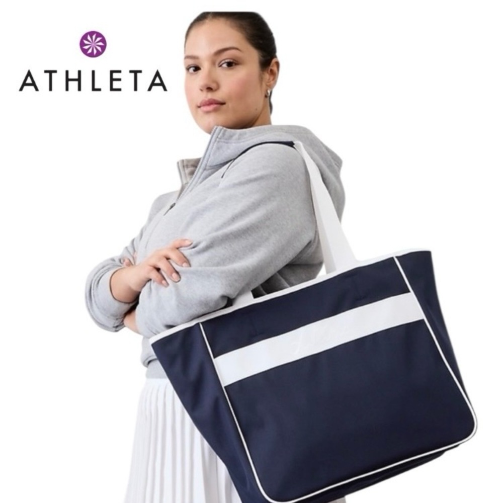 Athleta Dark Blue and White Tote Bag